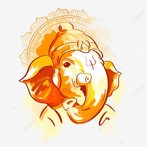 Devotional Paintings, Ganesha Art Illustration, Ganesha Drawing, Digital Portrait Illustration, Ganesh Art Paintings, Ganesh Utsav, Elephant God, Elephant Illustration, Indian Art Gallery