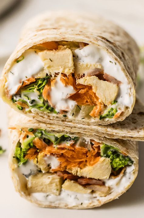 Healthy Chicken Wrap Recipes, Bacon Ranch Wraps, Ranch Wraps, Chicken Bacon Ranch Wrap, Chicken Wrap Recipes, Healthy Wraps, Chicken Wrap, Chicken Bacon Ranch, Bacon Ranch