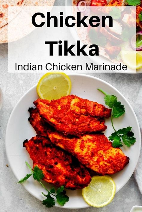 This chicken tikka marinade is really simple to mix up. Let the chicken marinate overnight and then use it in salads, wraps or curries. So tasty and really versatile. Indian Chicken Marinade, Tikka Marinade, Chicken Tikka Marinade, Chicken Keema Recipe, Asian Marinade For Chicken, Chicken Tikka Kebab, Chicken Bhuna, Chicken Pakora Recipe, Chicken Marinate