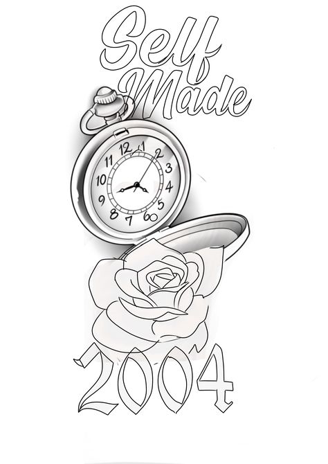 Roses And Clock Tattoo Design, Self Made Tattoo Design, Self Made Tattoo, Japanese Tattoo Symbols, Animal Sleeve Tattoo, Beginner Tattoos, Heaven Tattoos, Tattoos To Cover Scars, Clock Tattoo Design