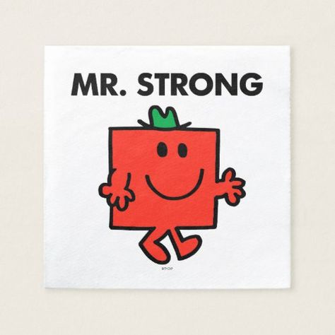 Mr Strong, Mr Men, Little Miss, Paper Napkins, Kids Birthday Party, Cute Cartoon, Kids Birthday, Napkins, Novelty Sign