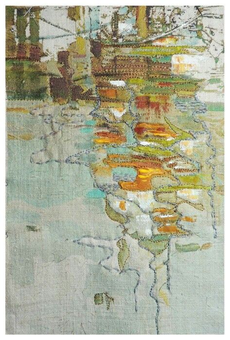 By Irina Lupyna Embroidery Inspiration Ideas, Art Fibres Textiles, Ideas Embroidery, Quilt Modernen, Abstract Embroidery, Textile Art Embroidery, Creative Textiles, Contemporary Textiles, Landscape Quilts