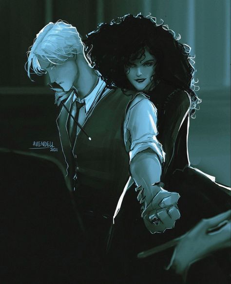 Avendell Dramione, Malfoy Family, Draco Malfoy Fanart, Harry Potter Illustrations, Draco Malfoy Aesthetic, Draco And Hermione, Harry Potter Artwork, Harry Potter Draco Malfoy, Bellatrix Lestrange