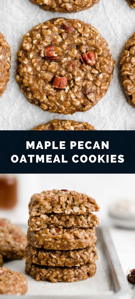 These healthy oatmeal cookies taste AMAZING!! They’re really soft & chewy with lots of sweet maple flavor. SO cozy & comforting!! The pecans add a fun pop of flavor & crunch too. SO good! They just might be the BEST oatmeal cookies I’ve ever had! [AD] @bobsredmill ♡ maple pecan cookies recipe. healthy oatmeal cookies low calorie. maple pecan cookies healthy. maple oatmeal cookies recipe. healthy oatmeal cookies clean eating. maple cookies soft easy. Paleo Oatmeal Cookies, Cookies Low Calorie, Maple Pecan Oatmeal, Maple Oatmeal Cookies, Maple Cookies Recipe, Pecan Oatmeal Cookies, Maple Pecan Cookies, Pecan Recipes Healthy, Maple Syrup Cookies