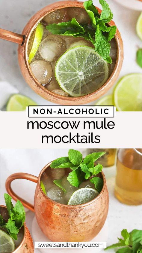 Moscow Mule Non Alcoholic, Virgin Moscow Mule Recipe, Moscule Mule Recipe, Party Drink Non Alcoholic, Mocktails Ginger, Ginger Beer Mocktail Non Alcoholic, Mule Mocktails, Virgin Moscow Mule, Drink Mocktail