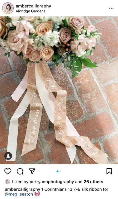 Ideas Casamiento, Ink Calligraphy, Projets Cricut, Ribbon Bouquet, Cabo Weddings, Custom Bouquet, Bouquet Toss, Custom Calligraphy, Wedding Ribbon