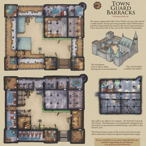 Town Guard, Cartographers Guild, Fantasy City Map, Building Map, Dnd World Map, Bangunan Minecraft, Fantasy World Map, Tabletop Rpg Maps, Rpg Map