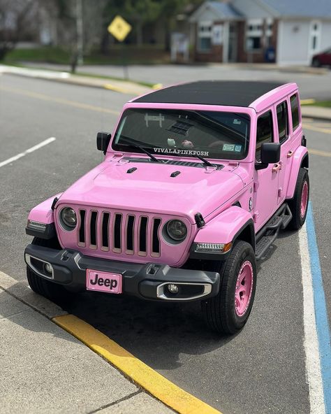 Heart Wheels, Jeep Pink, Pink Jeep Wrangler, Barbie Jeep, Jeep Sahara, Preppy Car, Car Jeep, Jeep Car, Cars Jeep