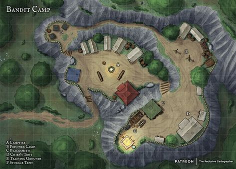 Camp Battlemap, Bandit Camp, Dungeons And Dragons Maps, Map Images, Pathfinder Maps, Battle Map, Tabletop Rpg Maps, Fantasy Maps, Dungeon Maps