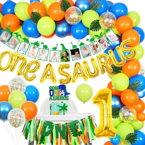 One a Saurus Birthday Decorations, Dinosaur 1st Birthday Party Supplies, One a Saurus Balloon Garland Arch Kit First Birthday Highchair Banner Photo Banner Cake Topper, T-Rex Roar Party Decor for Boy One A Saurus Birthday, Dinosaur 1st Birthday Party, Birthday Decorations Dinosaur, First Birthday Highchair Banner, Dinosaur 1st Birthday, First Birthday Highchair, Boy Birthday Decorations, Birthday Highchair, Banner Photo