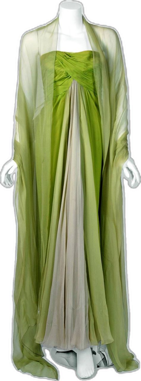 Light Green Fantasy Dress, 70s Evening Gown, Green Goddess Dress, Madame Morrible, Ombre Gown, Grecian Dress, Lime Green Dress, Goddess Gown, Loretta Young