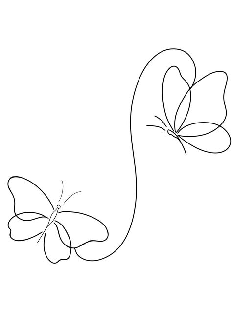 Linear Tattoo Minimalist, Simple Butterfly Drawing Outline, Line Butterfly Drawing, One Line Art Drawings, Drawing Of Butterflies, Butterfly Drawing Outline, Resilience Tattoo, Tato Minimal, Doodle Art Flowers