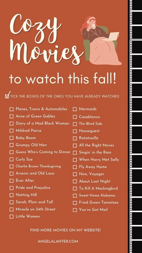 Cozy Movies, Best Fall Movies, Fall Movies, Best Movies To Watch, The Fall Movie, Angela Lanter, Fall Mood Board, The Best Movies, Fun Fall Activities