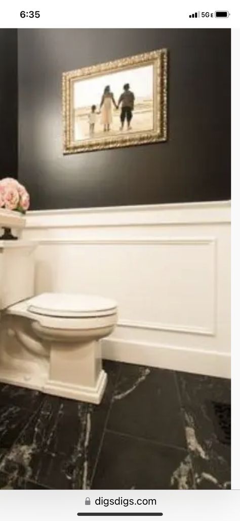 Powder Room Pedestal Sink, Chic Powder Room, Black Powder Room, Pink Layout, Traditional Powder Room, Modern Bathroom Light Fixtures, Bathroom Pink, Slate Tile Floor, Wainscoting Bathroom