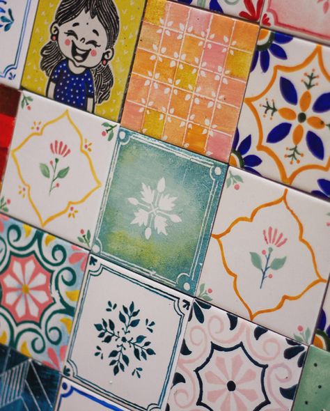 Here’s a post just to show off the beautiful work our workshop participants have been creating at the studio! Would you believe that each of these tiles was created by someone painting ceramics for the first time?! Forget ceramics, so many of them haven’t held a paintbrush in ages! Yet, after every workshop, I’m spellbound by how uniquely beautiful each tile is. Everyone starts of with the same colours, the very same design templates, but by the end of the workshop, no two tiles look the same... Someone Painting, Idea Of Painting, Painting Ceramics, Tile Painting, Painting Workshop, Painting Tile, Hand Painted Ceramics, Show Off, Design Templates