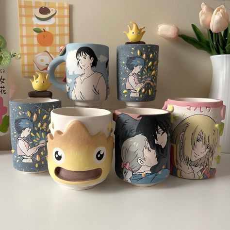 Studio Ghibli Ceramic Art, Studio Ghibli Ceramics, Ghibli Ceramics, Studio Ghibli Pottery, Clay Cup Ideas, Studio Ghibli Pictures, Studio Ghibli Mug, Ghibli Pictures, Studio Ghibli Fanart