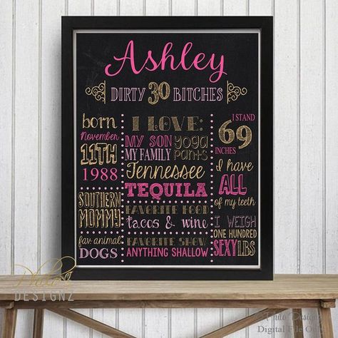 Dirty Thirty Birthday, Pink Gold Birthday, Chalkboard Printables, Chalkboard Poster, Thirty Birthday, Printable Party Decorations, Mermaid Invitations, Dirty Thirty, Mermaid Birthday Invitations