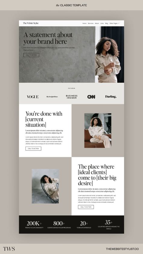 Creative website design Website Design Inspiration Coaching, Information Website Design, Kajabi Website Template, Career Coach Branding, Life Coach Website Design, Blog Templates Design Layout, Classy Website Design, Luxury Website Design Inspiration, Consultant Website Design