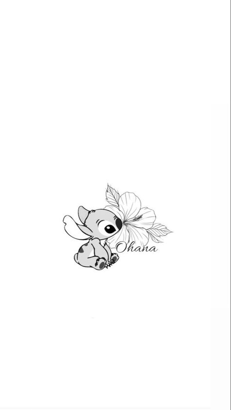 Stitch Tatoos Ideas, Cute Stitch Tattoo Ideas, Lilo And Stitch Flower Tattoo, Stitch Tattoo Ideas Ohana, Stitch Fine Line Tattoo, Roo Tattoos, Stitch Outline Tattoo, Tattoo Ideas Stitch, Ohana Means Family Tattoo