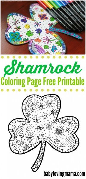 Print out this fun shamrock coloring page free printable for St. Patrick's Day! The coloring craze is taking the world by storm and it's not just for kids! Sant Patrick, March Crafts, St Patricks Crafts, St. Patrick's Day Crafts, St Patricks Day Crafts For Kids, March Activities, St Patrick Day Activities, Coloring Page Free Printable, Kids Part