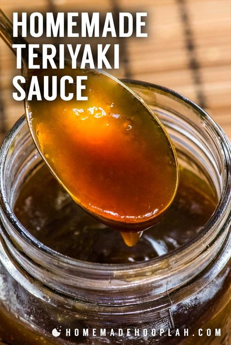 Homemade Teriyaki Sauce! Whether you love Asian-style dishes or just need a tasty sauce for dipping, this homemade teriyaki sauce is fast to make and easy to adjust to your tastes. | HomemadeHooplah.com Canned Teriyaki Sauce, Easy Homemade Teriyaki Sauce, Sweet Teriyaki Sauce Recipe, Teryokie Sauce, Diy Teriyaki Sauce, Home Made Teriyaki Sauce, Homemade Teriyaki Sauce Easy, Teriaki Sauce, Teriyaki Sauce Easy