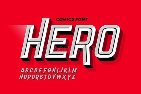 Comics super hero style font. Vector illustration royalty free illustration Super Hero Font, Creative Alphabet, Comic Font, Free Illustration, Image Comics, Comic Heroes, Free Illustrations, Super Hero, Fonts Design