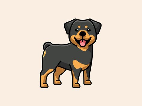 Rottweiler by Alfrey Davilla | vaneltia on Dribbble Rottweiler Dog Drawing, Rottweiler Cartoon Drawing, Cute Rottweiler Drawing, Puppy Cartoon Drawing, Cute Dogs Drawing, Cartoon Rottweiler, Dog Cute Drawing, Rottweiler Drawing, Alfrey Davilla