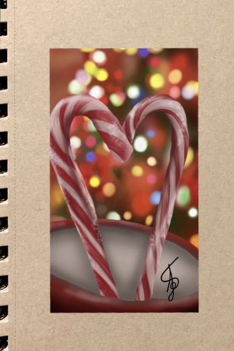 Art Christmas Drawing Painting, Christmas Drawing Ideas Realistic, Candy Drawing Ideas, Christmas Prismacolor Drawing, Christmas Drawing Colored Pencil, Christmas Realistic Drawings, Christmas Color Pencil Drawings, Christmas Drawings Realistic, Christmas Colored Pencil Drawings