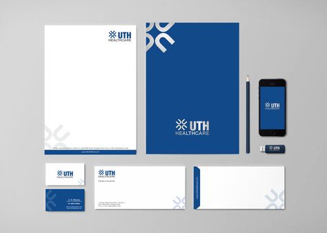 UTH HEALTHCARE BRANDING Medical Branding Design, Conference Branding, Healthcare Branding, Medical Logo, Letterhead Design, Stationary Design, Office Paper, Health Logo, Envelope Design