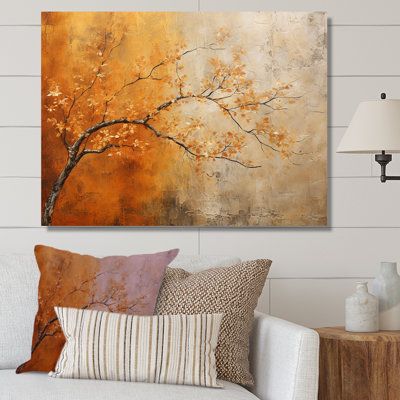 Autumn Pictures Art, Autumn Aesthetic Art, Huge Canvas Painting Ideas, Fall Paintings On Canvas, Fall Living Room Decor, Golden Autumn, Brown Wall Art, Picture Art, Watercolor Trees