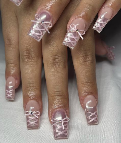 Corset Nails, Girls Nail Designs, Coquette Nails, Ballet Nails, Makeup Nails Designs, Bow Coquette, Stylish Nails Designs, Goth Nails, Really Cute Nails