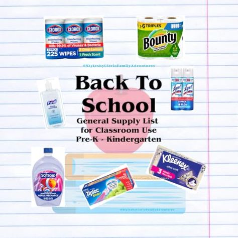 Check out this video Back to School General Supply List  for Classroom Use Pre-K - Kindergarten from Styles by Ulerio Family Adventures and Creations Supply List, Family Adventure, 4th Grade, Kindergarten, Back To School