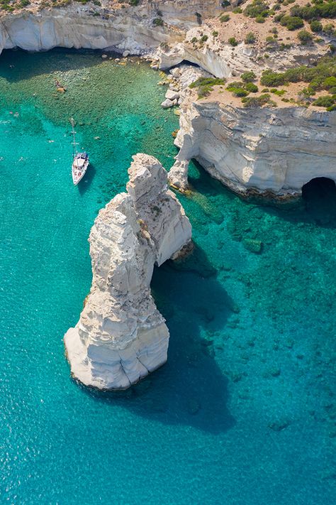 Kleftiko | Milos Island | Cyclades | Greece #DiscoverGreece #Greece #travel #Islands #Cyclades #explore #beaches #amazingplaces #placeswow #bucketlist Sailing Cruises, Dream Vacations Destinations, Cyclades Islands, Yacht Charter, Greece Travel, Travel Inspo, Holiday Destinations, Greek Islands, Blue Water