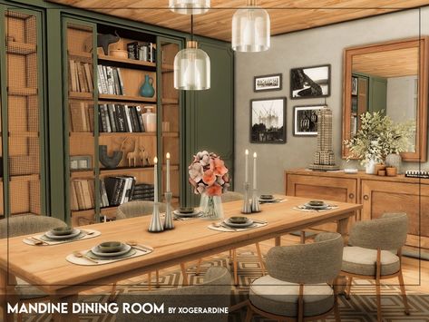 The Sims Resource - Mandine Dining Room (TSR only CC) Sims 4 Cc Big Dining Table, Sims 4 Cc Dining Room Clutter, Sims 4 Modern Dining Room, Sims4 Dining Room, Sims 4 Cc Dining Room Set, Sims 4 Cc Furniture Dining Room, Sims 4 Dining Room Cc, Sims 4 Dining Room, Urban Dining Room