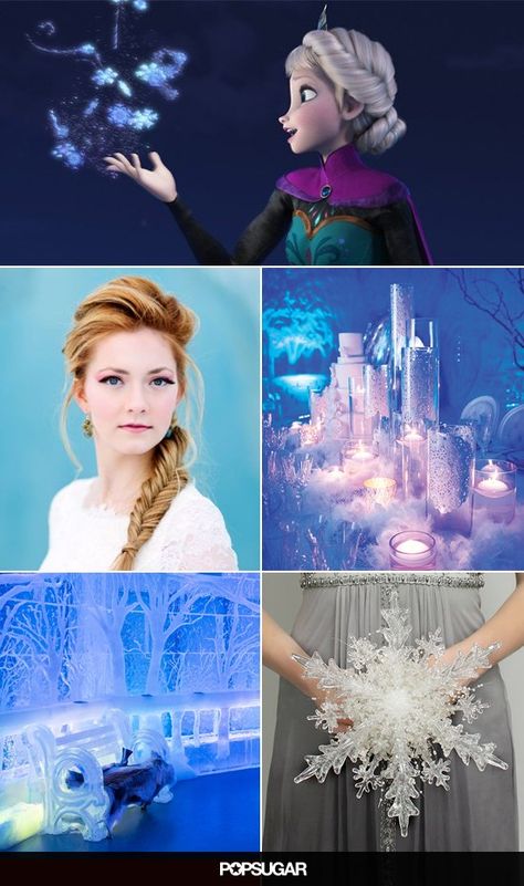 The Coolest (Pun Intended) Ideas For a Frozen-Themed Wedding Disney Vows, Snowflake Bouquet, Bridal Shower Party Ideas, Frozen Wedding Theme, Frozen Wedding, Disney Weddings, New Disney Princesses, Anna And Elsa, Frozen Themed