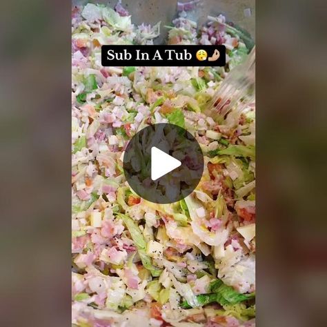 TikTok · 🤍Kenzie—Weight Loss Coach Jersey Mike Chopped Salad, Jersey Mikes Chopped Salad, Chopped Sub In A Tub, Jersey Mikes Sub In A Tub Recipe, Sub In A Tub Salad, Chopper Recipes, Jersey Mikes, Best Salads Ever, Veggie Chopper