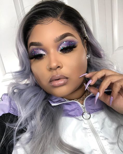 Lavender Prom Makeup, Lavender Makeup Looks Prom, Lavender Makeup Looks, Makeup Looks Prom, Lavender Prom, Lavender Makeup, Birthday Makeup Looks, Set The Mood, Birthday Makeup