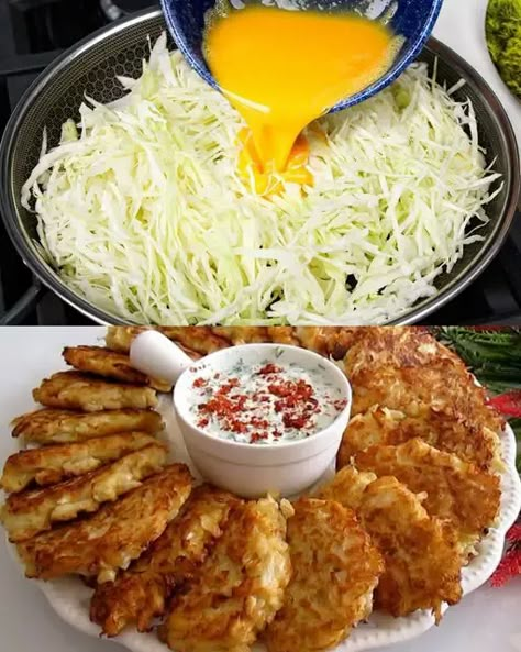 Cabbage Patties Recipe Cabbage And Eggs, Cabbage Patties, Cabbage Fritters, Cabbage Steaks Recipe, Yogurt Dill Sauce, Cabbage Recipes Healthy, Cabbage Dishes, Cabbage Steaks, Dill Sauce