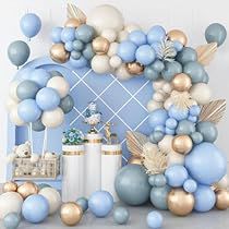 Baby Blue Balloon Arch, Blue And Gold Balloon Arch, Balloons For Men, Blue Macaron, Blue Baby Shower Decorations, Gold Balloon Arch, Champagne Balloons, Boho Bridal Shower, Baby Shower Decorations For Boys