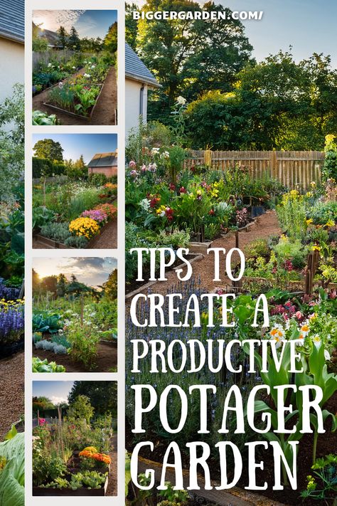 Learn about my experience with potager gardening, where aesthetics and productivity come together seamlessly. In this journey, I’ve created a garden that grows food, nurtures creativity, and enhances the beauty of my space. Potager Raised Beds, Front Vegetable Garden Ideas, Small Potager Garden Layout, Raised Garden Bed Aesthetic, Potager Garden Design Layout Raised Beds, Potager Garden Design Layout, Potager Garden Layout, Pretty Vegetable Garden Ideas, French Potager Garden