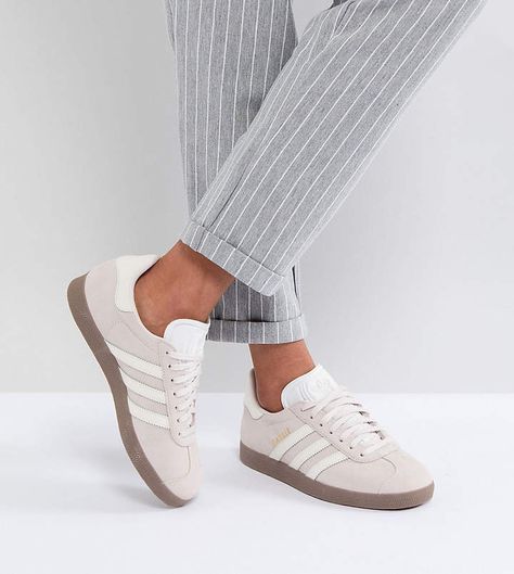 adidas Originals Gazelle Sneakers In Lilac With Dark Gum Sole Adidas Gazelle Outfit, Adidas Gazelle Women, Dark Gums, Adidas Originals Logo, Basket Sport, Adidas Originals Gazelle, Sole Sneakers, Adidas Outfit, Trending Sneakers