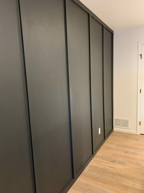 DIY Master Bedroom Board & Batten: A Guest Blog from Reagan Lange - Thomsen Homes Board And Batten Vertical Wall, Black Board And Batten Bedroom, Board And Batten Wall Decor, Board And Batten Wall Bedroom, Black Board And Batten, Faux Board And Batten, Look Board, Wall Bedroom Diy, Wall Behind Bed