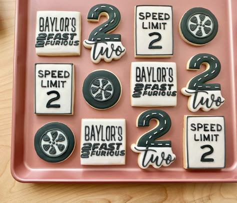 2 Fast 2 Furious Birthday Cookies, Fast And Furious Cookies, 2 Fast Birthday Party Cookies, Two Fast Two Curious Cookies, 2 Fast 2 Curious Birthday Cookies, 1st Birthday Fast One, 2 Fast 2 Furious Birthday Party Decor, Two Fast Too Furious Birthday, Two Fast Cookies Birthday