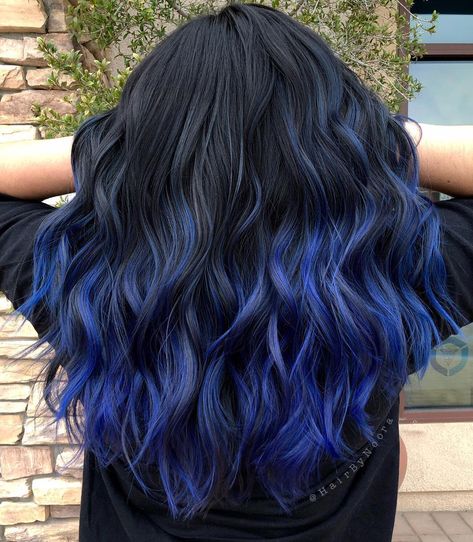 Brown Hair Blue Highlights, Blue Hair Color Highlights, Blue Tips Hair, Blue Brown Hair, Guytang Mydentity, Blue Hair Highlights, 2024 Hair Color, Hair Dye Tips, Blue Ombre Hair