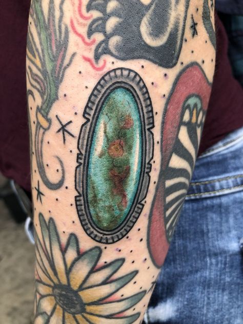 Stone Tattoo, Cowgirl Tattoos, Green Tattoos, Boho Tattoos, Cute Tats, Western Tattoos, Octopus Tattoo, Jewelry Tattoo, Custom Tattoo Design