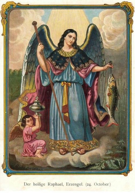 Marie🌺 (@LovinMyMaster) | Twitter Who Are The Archangels, Angel Raphael, St Raphael Archangel, Raphael Angel, St Raphael, Archangel Raphael, Angel Drawing, Angelic Realm, San Michele