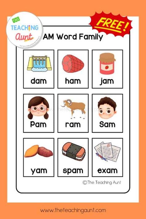 Am Word Family, Writing Cvc Words Worksheets, Word Family List, Kindergarten Word Families, Writing Cvc Words, Cvc Words Worksheets, Community Helpers Preschool, Cvc Word Families, Printable Shapes