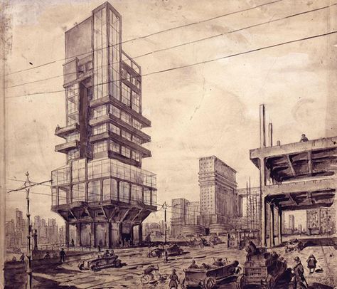 Stalinist Architecture, Soviet Architecture, Russian Constructivism, Brutalism Architecture, Paper Architecture, Power Lines, Architecture Graphics, Gothic Architecture, Futuristic Architecture