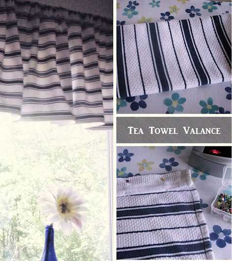 How To Make A Valance, Diy Kitchen Curtains, Diy Valance, Rv Curtains, Easy Teas, Diy Towels, Rv Makeover, Kitchen Valances, Curtain Valance