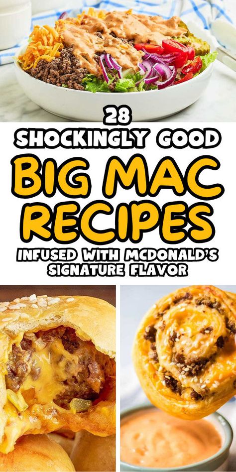 Big Mac recipes Big Mac Recipes, Big Mac Recipe, Yummy Food For Dinner, Mac Recipes, Loaded Tater Tots, Starbucks Copycat Recipes, Best Copycat Recipes, Fry Bake, Food For Dinner